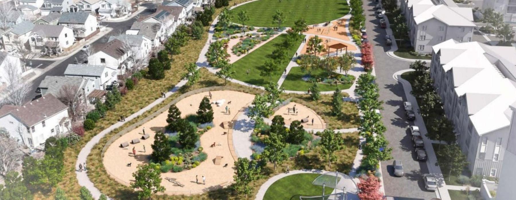 aerial view of a park