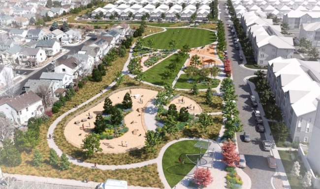 aerial view of a park